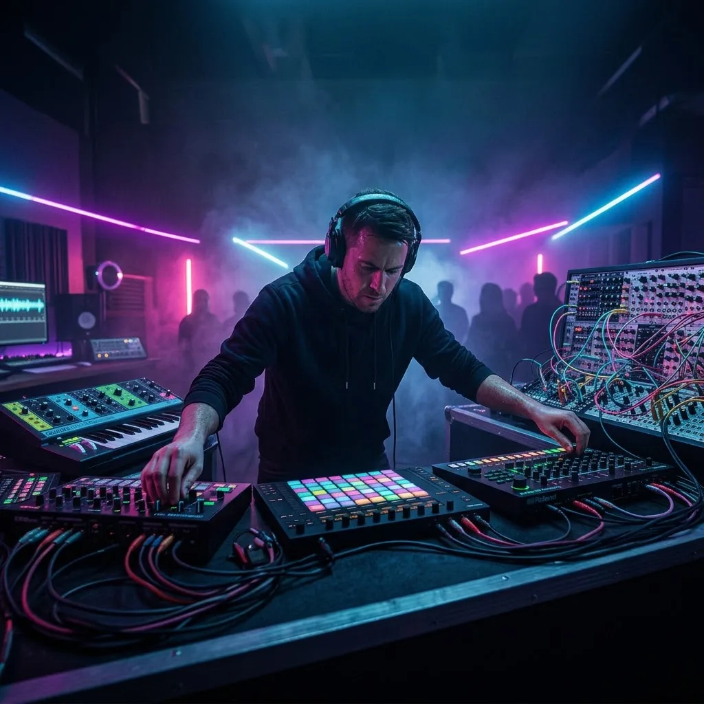 Ableton Live Performance eğitimi: Ableton Push, analog synth ve modüler sistemle sahnede canlı live set