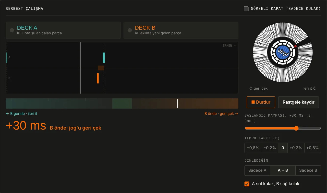 SonarHouse Beatmatch ve Pitch DJ kulak eğitimi aracı